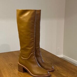Woman’s Vince tall camel pull on boots. Size 7. Stacked 2.5” heel. Like new!